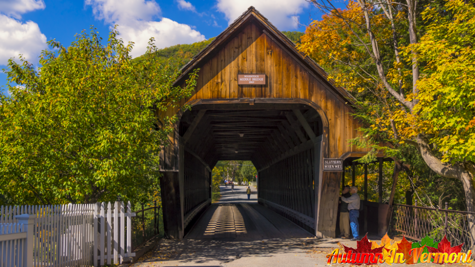 Autumn at the Middle Bridge in Woodstock Vermont