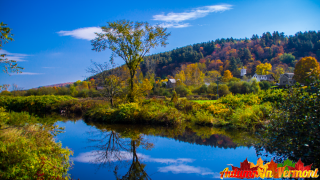 Autumn on the walking path in Stowe Vermont.
